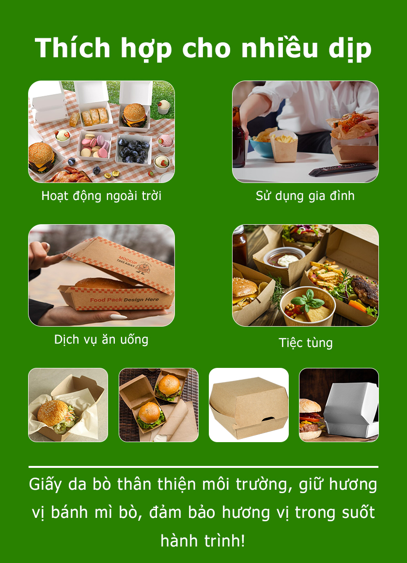 Hộp giấy kraft đựng burger