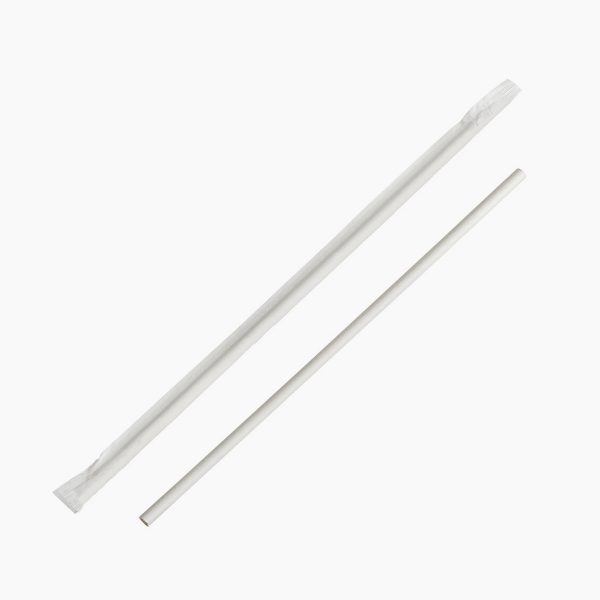 Ống Hút Giấy Φ6mm - 220mm - Trắng - 100 Cái*30 Túi