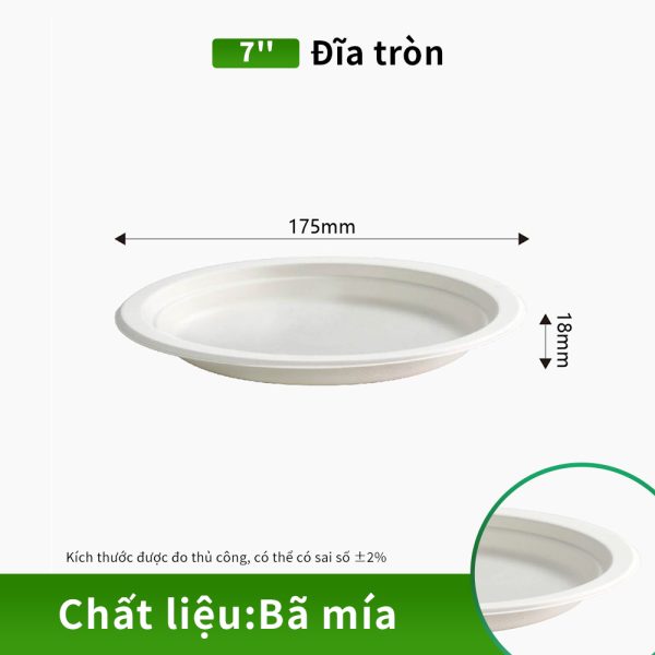 đĩa tròn bã mía 7 inch