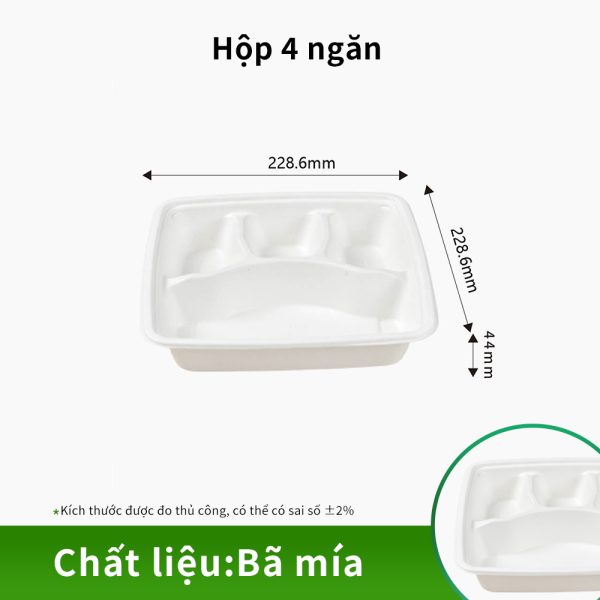hộp 4 ngăn bã mía cho nhà hàng